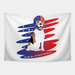 Dog with american football helmet Tapestry