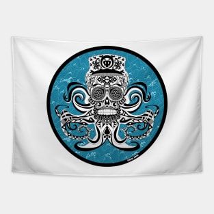 cthulhu in the ocean skull ecopop Tapestry