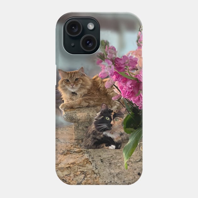 Cats and Flowers Phone Case by KarenZukArt