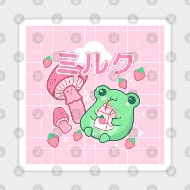 Trip to the 90s with Our Harajuku : Cute Kawaii Strawberry Frog and Anime Milk Box Magnet by Ministry Of Frogs