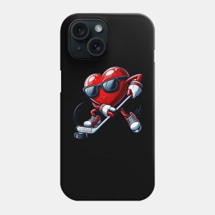 Funny Heart Playing Hockey Valentines Day Mens Boys Kids Phone Case