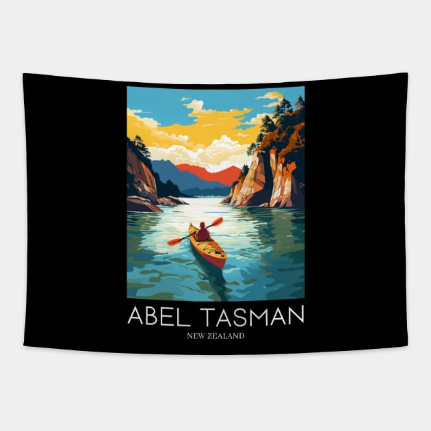 A Pop Art Travel Print of Abel Tasman National Park - New Zealand Tapestry by Studio Red Koala