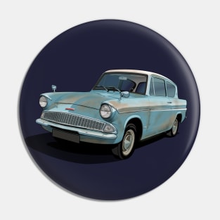 Ford Anglia in light blue Pin