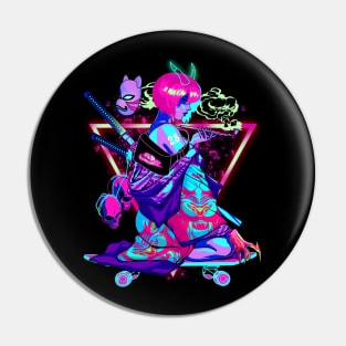 Skate Geisha Pin