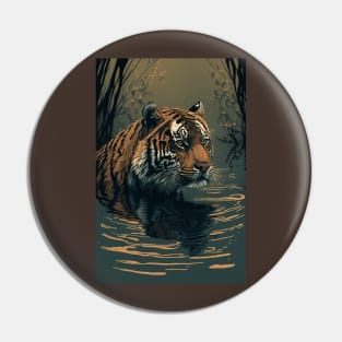 The Tiger's Oasis: A Watery Haven Pin
