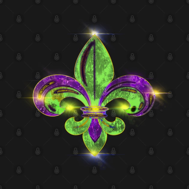 Fleur de lis distressed purple green gold Mardi Gras New Orleans by BrederWorks