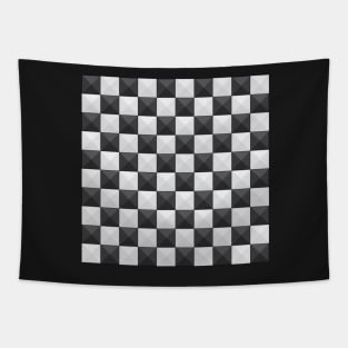 Black and White Checkered Squares Tapestry