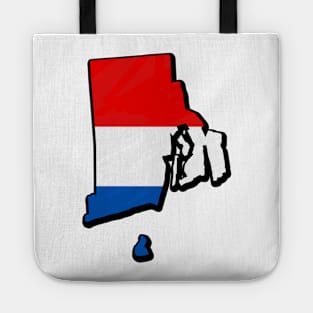 Red, White, and Blue Rhode Island Outline Tote