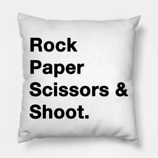 Rock Paper Scissors Shoot Black Pillow