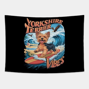 Wave-Riding Yorkshire Terrier Pup Tapestry