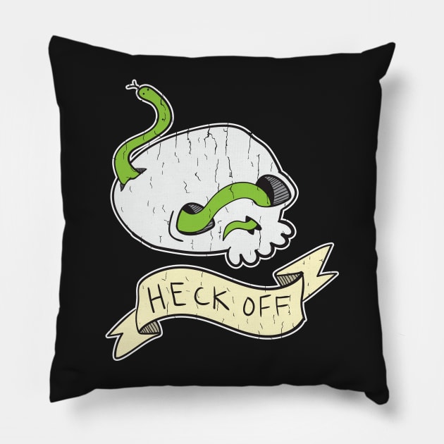 Heck Off Skull and Snake Pillow by RadicalLizard