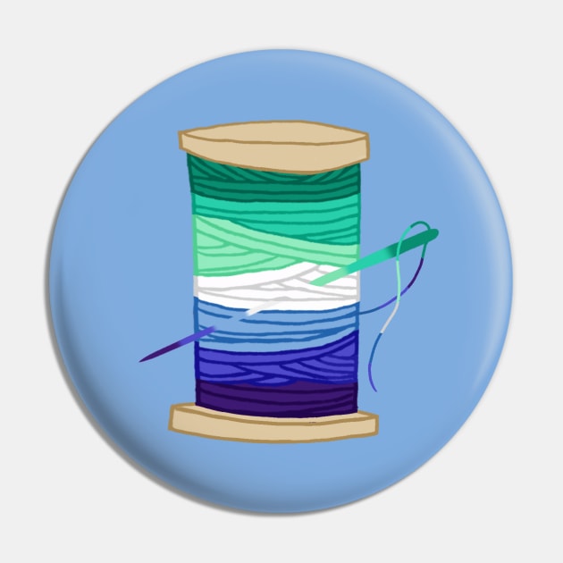 Thread Spool Pride Flag (Gay Men's) Pride | Ocean Wave Pin by Mochabonk