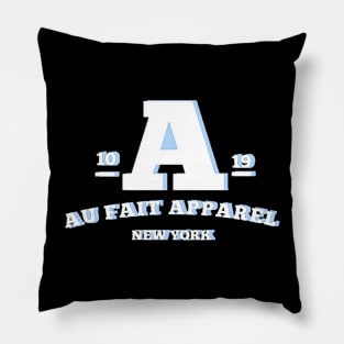 Aufait white og 1 logo light blue New York Pillow