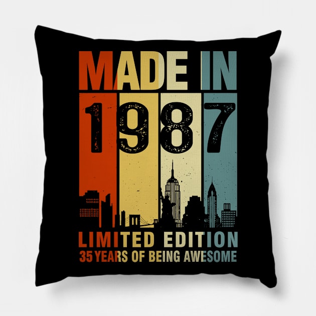 Made In 1987 Limited Edition 35 Years Of Being Awesome Pillow by sueannharley12