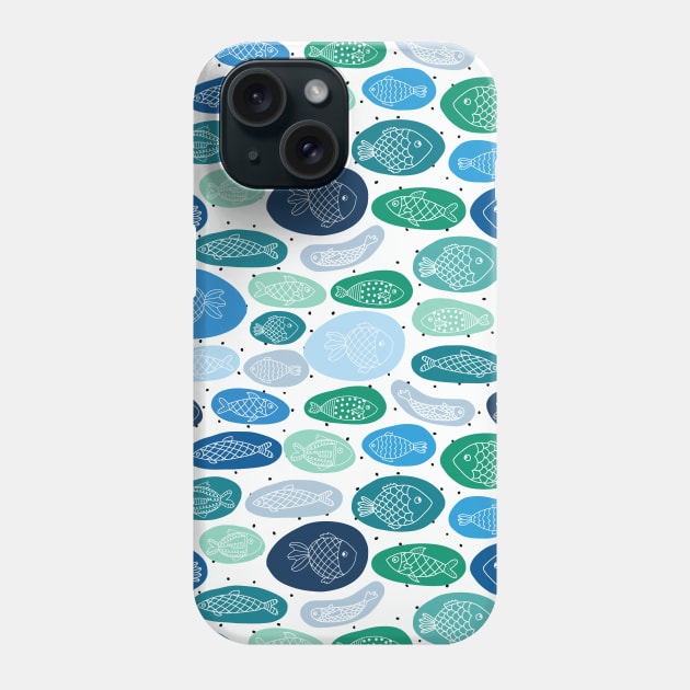 Fish Bubbles Blue Phone Case by Sandra Hutter Designs