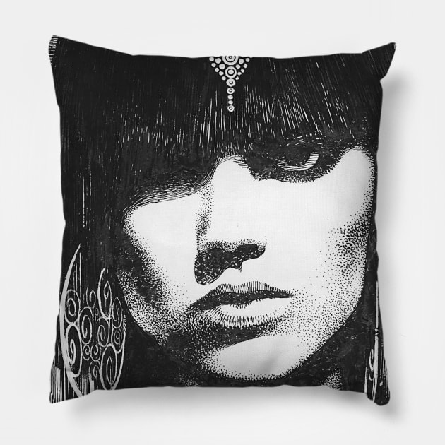 Dark Eyes Pillow by MuzzaSmokesArt