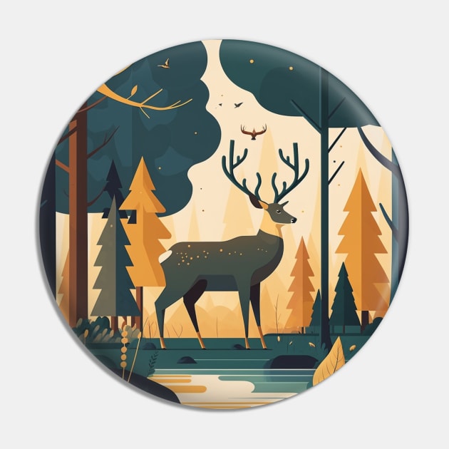 Deer in a Forest Scene Pin by Star Scrunch