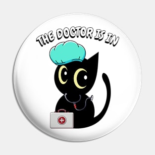 Cute black cat is a doctor Pin