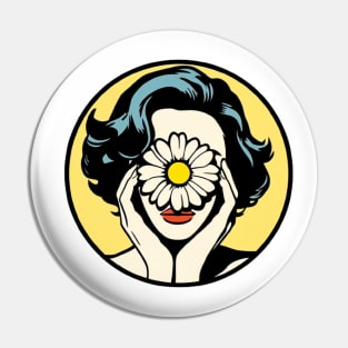 flower face vintage Pin