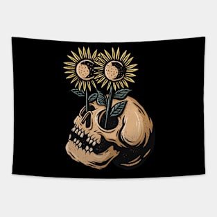 skull sunflower Tapestry