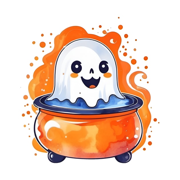 A ghost in a pot with a spooky face by CreativeXpro