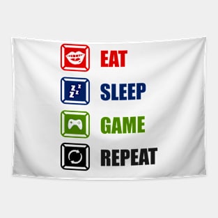 EAT, SLEEP, GAME, REPEAT, Gift Gaming Tapestry