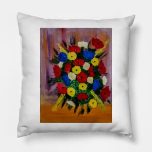 The bunch of mixed flowers . Pillow