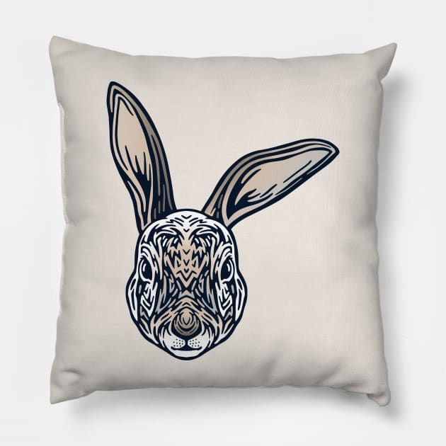 Rabbit Face Pillow by JunkyDotCom