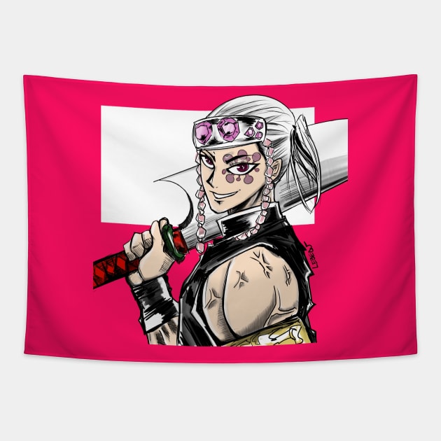 tengen uzui in demon slayer ninja shinobi art Tapestry by jorge_lebeau