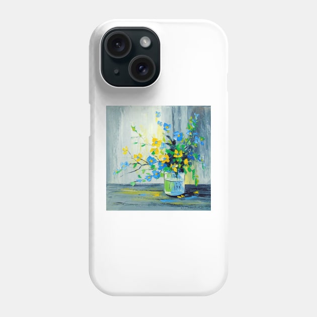 Bouquet of blue and yellow flowers Phone Case by OLHADARCHUKART