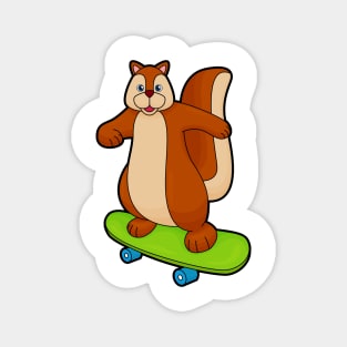 Squirrel as Skater with Skateboard Magnet