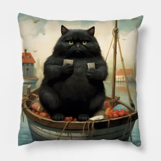 Cats at Sea: Fat Cats, little boats Pillow