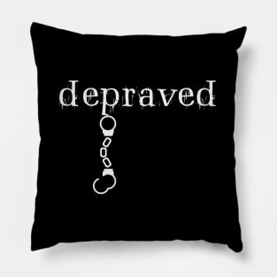 Depraved Handcuffs Hanging Dark Monotone Pillow