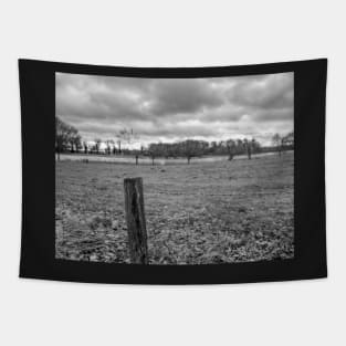 Wooden fence post in the English countryside Tapestry
