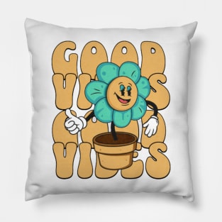 good vibes smily flower Pillow