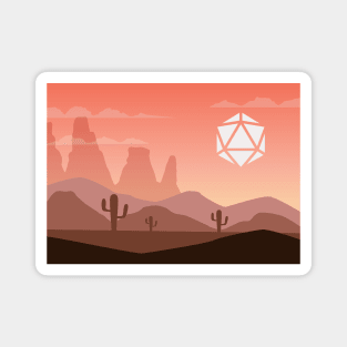 Desert Sunset Polyhedral Dice Sun Tabletop RPG Landscape Magnet