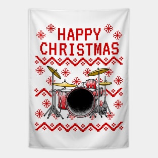 Drummer Ugly Christmas Drum Teacher Musician Tapestry