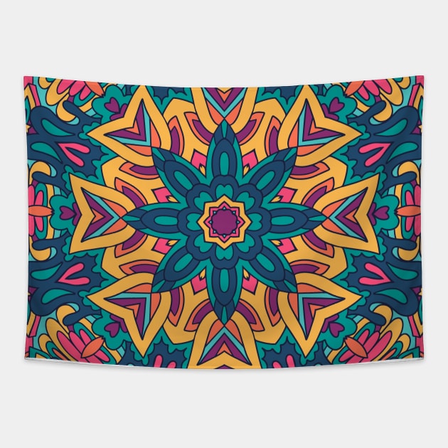 Colorful Indian Mexican Ethnic Oriental Rug Mandala Boho Pattern Tapestry by jodotodesign