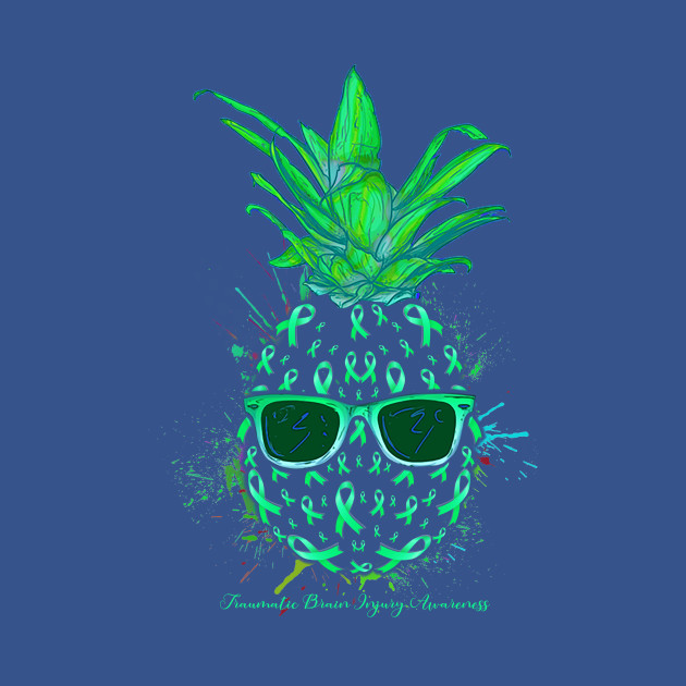 Pineapple Traumatic Brain Injury Awareness Ribbon Cute Sunglasses Gift - Support Traumatic Brain Injury Survivor - T-Shirt