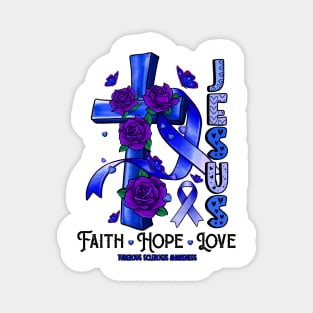 Tuberous Sclerosis Awareness - Jesus Cross ribbon Faith Magnet