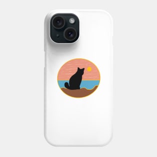 cat watching sunset scene Phone Case