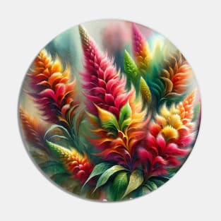 Vibrant Celosia Decor - Watercolor Flower Pin