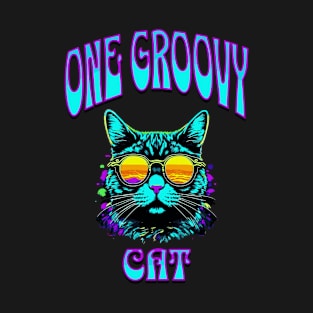 One Groovy Cat - Retro 70s Kitty T-Shirt