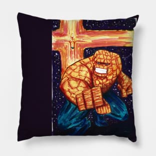 marvel one in two, the thing and human torch Pillow