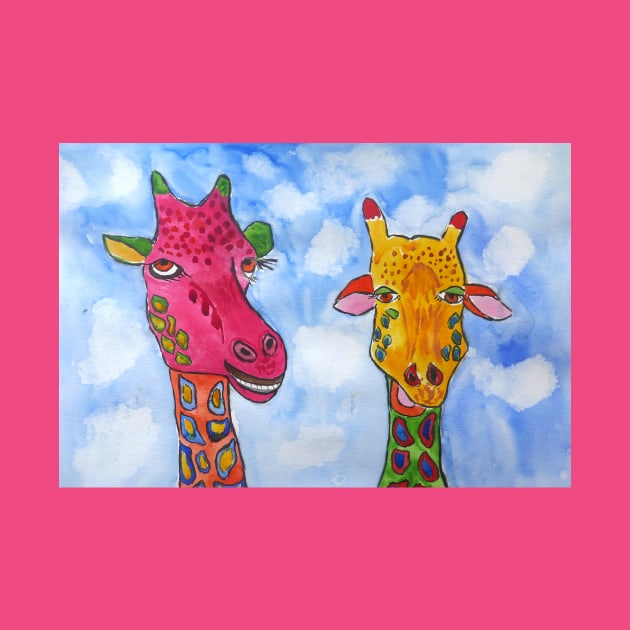 Quirky, Colourful Giraffes by Casimirasquirkyart