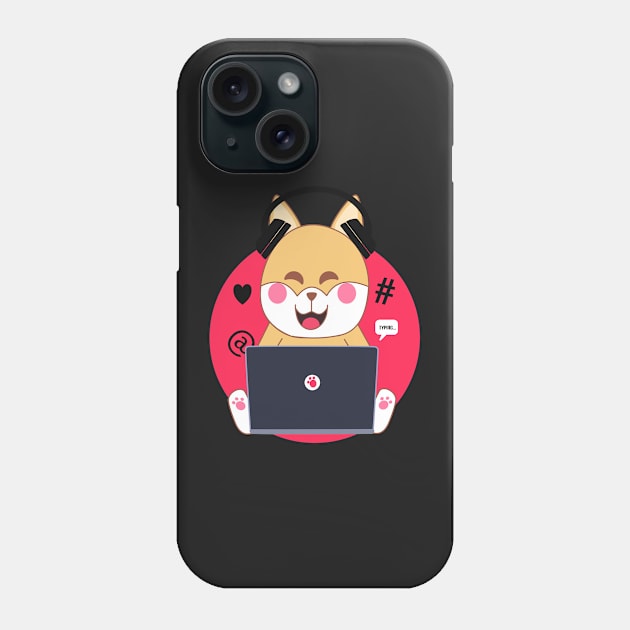 Kawaii shiba inu dog working from home Phone Case by Ralph Hovsepian