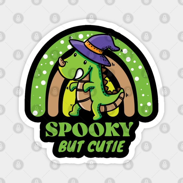 Cutie But Spooky Cute Dinosaur And Rainbow Magnet by Artist usha