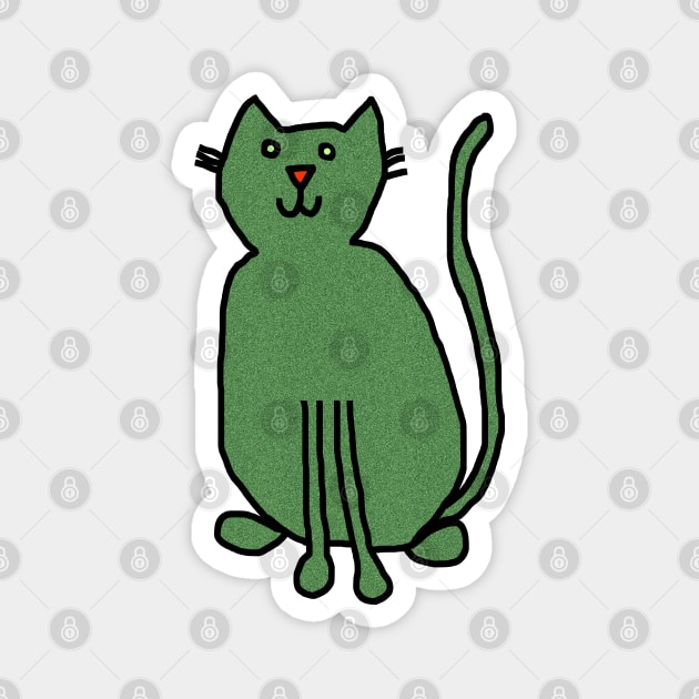 Cat Green Metallic Magnet by ellenhenryart