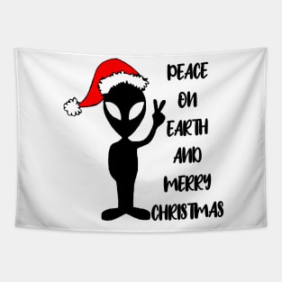 Aliens say peace on earth and merry Christmas Tapestry