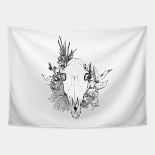 Floral Horse Skull Tapestry